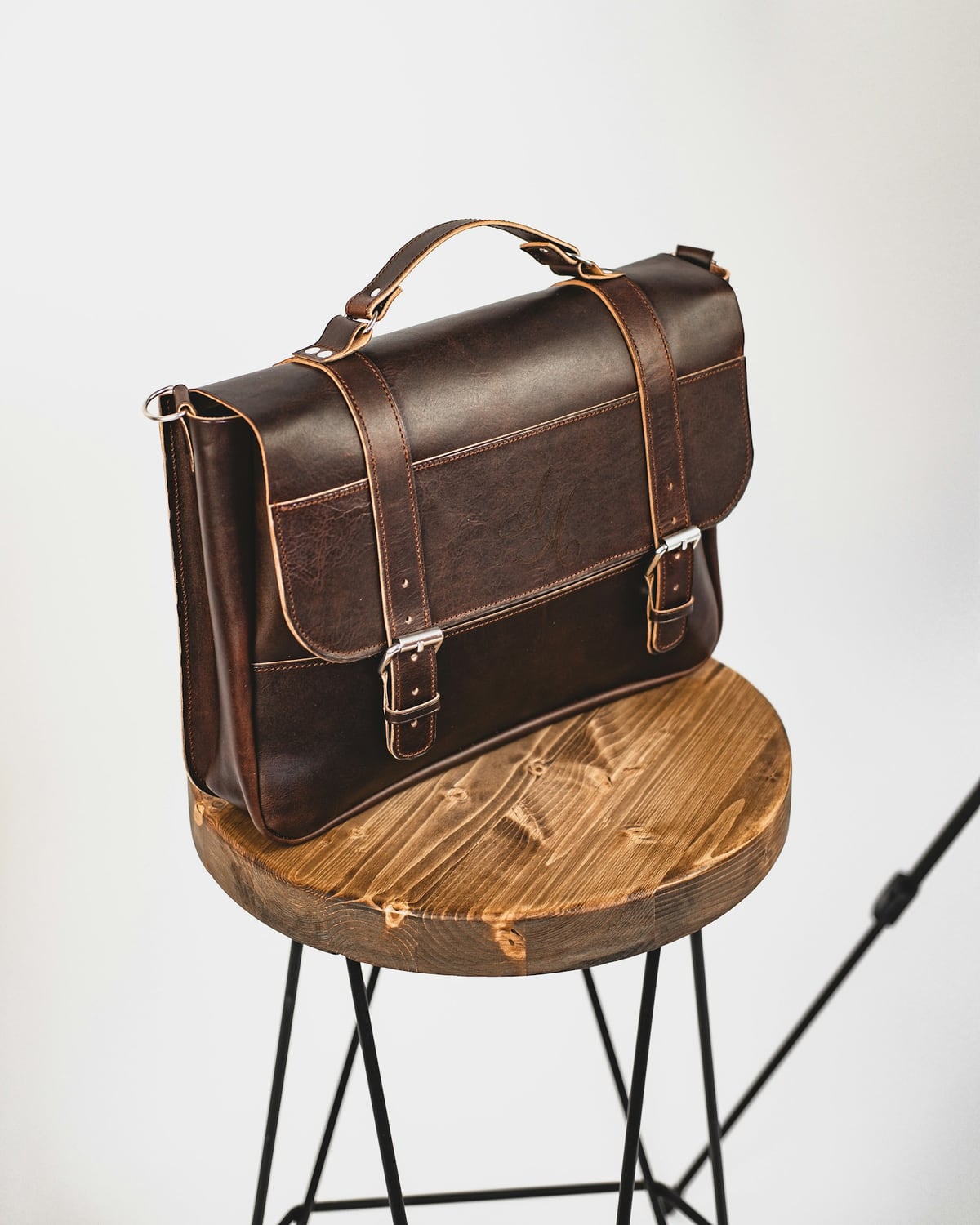 Cartable en cuir brun